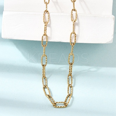 4MM 304 Stainless Steel Textured Paperclip Chain Necklaces for Man and Women SA-CBAB767-09G-1