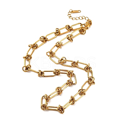 304 Stainless Steel Oval Knot Link Chain Necklaces for Women Men LS-NJEW-P321-02G-1