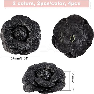 4Pcs 2 Colors PU Leather Artificial Flower Ornament Accesories FIND-CA0004-81-1