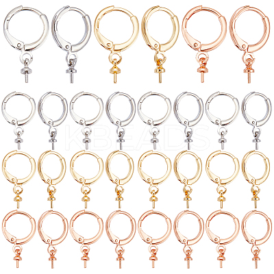 18Pairs 3 Colors Brass Huggie Hoop Earring Findings KK-PH0005-44-1