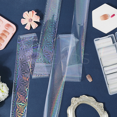 12 Rolls 2 Styles PET Aurora Nail Foils Floral Transfer Paper STIC-SP0001-08-1