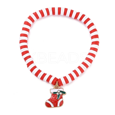 Elegant Christmas Handmade Polymer Clay Heishi Beaded Stretch Bracelets MV9996-11-1