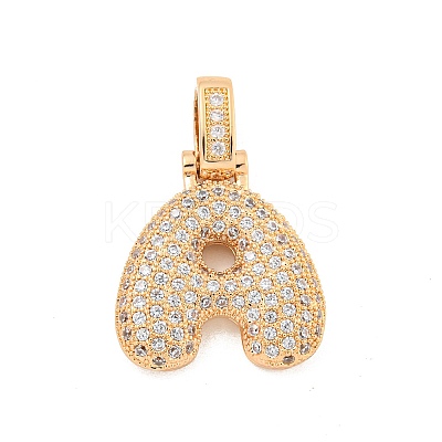 Brass Micro Pave Clear Cubic Zirconia Pendants KK-B099-01G-A-1