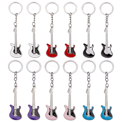 12Pcs 6 Styles Zinc Alloy Keychain KEYC-ME0001-01-1