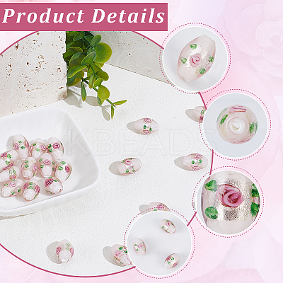 20Pcs Handmade Foil Glass Lampwork Beads LAMP-PA0001-63A-1