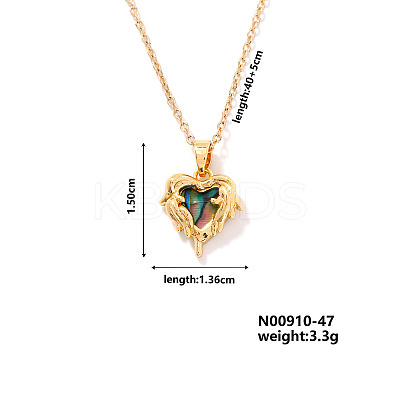 Vintage Brass Micro Pave Cubic Zirconia Heart Pendant Necklace for Women MF6183-5-1