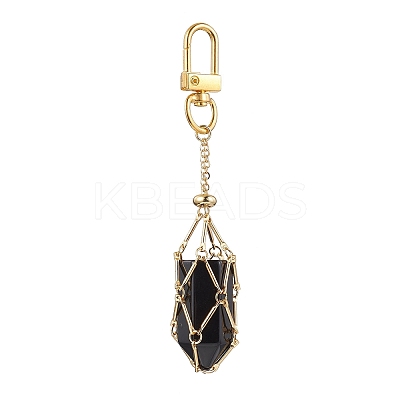Brass Macrame Pouch Stone Holder Pendant Decoration HJEW-JM01690-01-1