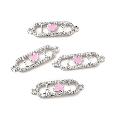 Brass Micro Pave Clear Cubic Zirconia Connector Charms KK-E068-VB403-1-1