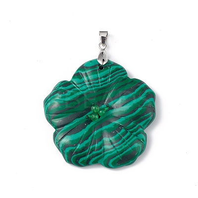 Natural Malachite Big Pendants G-B040-01P-12-1