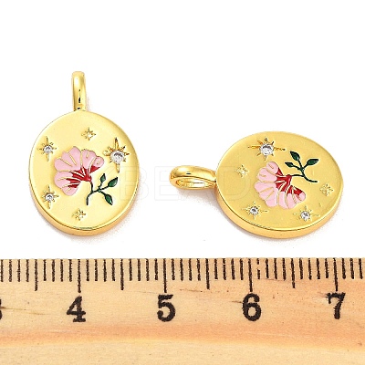 Rack Plating Brass Micro Pave Clear Cubic Zirconia Pendants X-KK-M293-30G-1