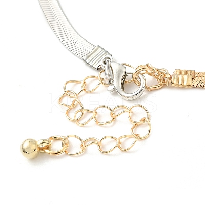 Two Tone Brass Herringbone Chains Lariat Necklaces NJEW-P289-07G-1