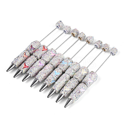 Fishtail Resin & Polymer Clay Pave Rhinestone Ball-Point Pen AJEW-T013-05M-1