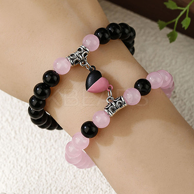 2Pcs Alloy Magnetic Heart Charm Bracelets FS-WGCA466-03-1