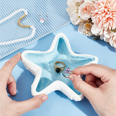 1Pc Starfish Shape Ceramic Jewelry Plate AJEW-SC0002-96B-1