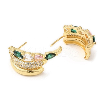 Emerald Rhinestone Claw Stud Earrings EJEW-D059-04G-02-1