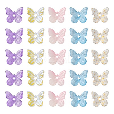 50Pcs 5 Colors Transparent Spray Painted Glass Charms GLAA-FS0001-05-1