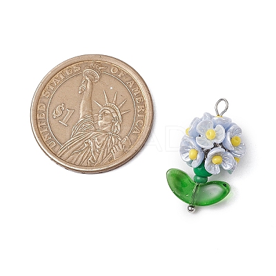Glass Seed Beaded Flower Pendants X1-PALLOY-MZ00521-03-1