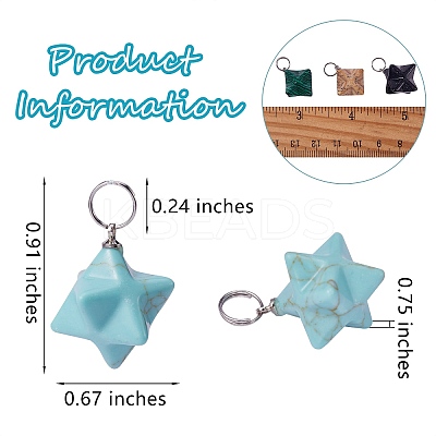 10Pcs 10 Style Natural & Synthetic Gemstone Pendants G-SZ0001-58-1