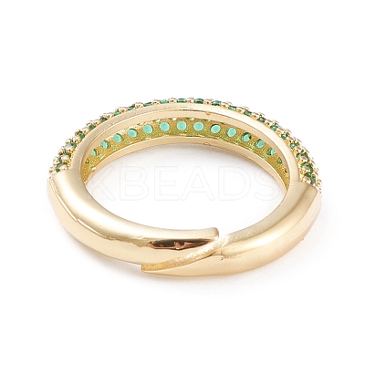 Adjustable Brass Micro Pave Cubic Zirconia Cuff Rings RJEW-L098-007-G-1