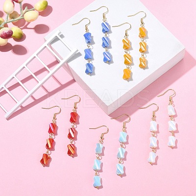 Glass Beaded Tassel Dangle Earrings with 304 Stainless Steel Pins EJEW-JE05334-1