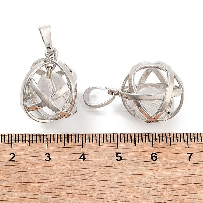 Natural Quartz Crystal Rock Crystal Round Ball Pendants G-Q163-05P-04-1