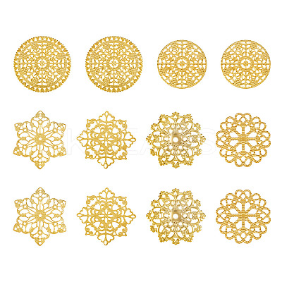 48Pcs 6 Styles Rack Plating Iron Filigree Joiners IFIN-TA0001-65-1