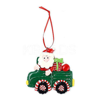 Christmas Car Handmade Polymer Clay Pendant Decorations HJEW-P017-03D-1