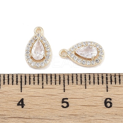 Brass Micro Pave Clear Cubic Zirconia Pendants KK-K351-41G-1