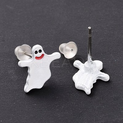 Alloy Ghost Stud Earrings with Steel Pin EJEW-E143-10-1