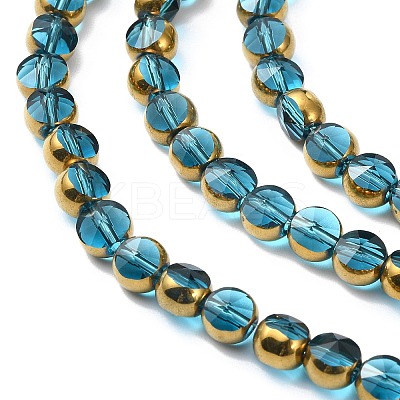 Half Plated Electroplate Transparent Glass Beads Strands EGLA-E060-02A-HP01-1
