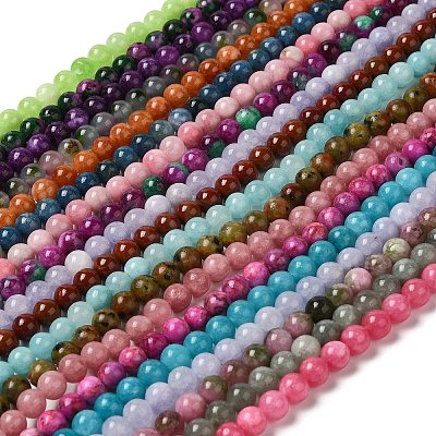 Natural Dyed White Jade Beads Strands G-M402-C03-1