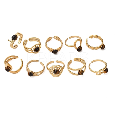 304 Stainless Steel Adjustable Open Cuff Rings RJEW-A071-02A-G-1