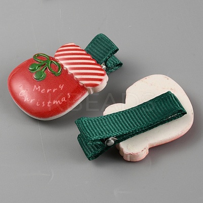 Cute Christmas Acrylic Alligator Hair Clips PHAR-WH0013-03F-1