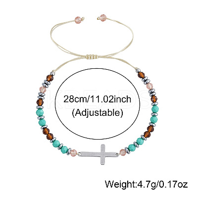 Adjustable Stainless Steel Cross Link Bracelets HT4898-1