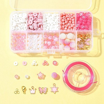 DIY Round Acrylic & Glass Beads Bracelets Jewelry Kits DIY-FS0006-29A-1