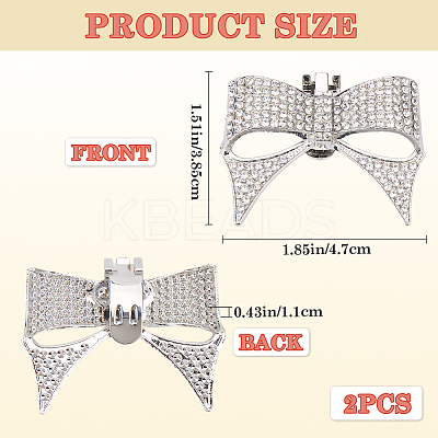 2Pcs Bowknot Alloy Rhinestone Shoe Decorations FIND-CP0002-30A-1