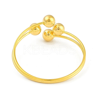 Round Brass Open Cuff Torque Bangles for Women BJEW-Z074-03G-1