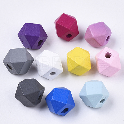Spray Painted Natural Wooden Beads WOOD-S055-18B-M-1
