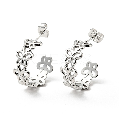 Non-Tarnish 304 Stainless Steel Butterfly Wrap Stud Earrings EJEW-A076-02P-1