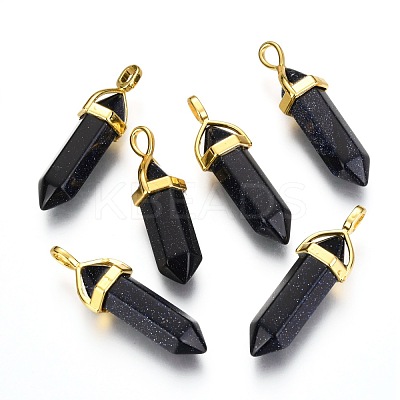 Synthetic Blue Goldstone Double Terminated Pointed Pendants G-G902-C12-1