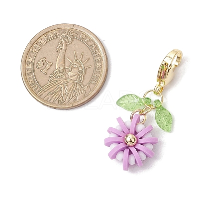 Flower Polymer Clay & Glass Pendants Decorations HJEW-MZ00327-06-1