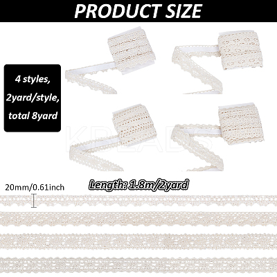 4 Rolls 4 Styles Cotton Flower Lace Ribbon OCOR-FG0002-77B-1