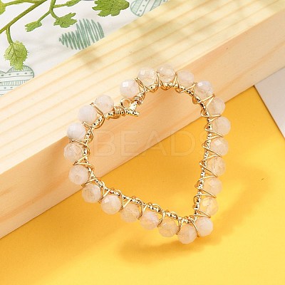 Heart Natural Faceted Rainbow Moonstone Pendants PALLOY-JF00511-03-1