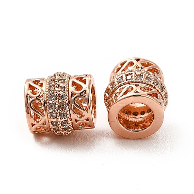 Rack Plating Brass Micro Pave Cubic Zirconia European Beads KK-C010-49-1