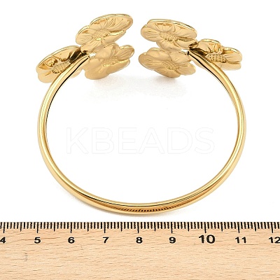 304 Stainless Steel Multi Flower Cuff Bangles for Women LS-BJEW-A154-02A-G-1