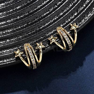 Brass Micro Pave Clear Cubic Zirconia Cuff Earrings EJEW-D328-02G-01-1