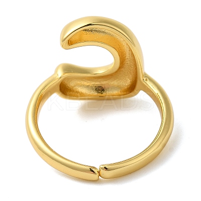 Initials Brass Open Cuff Ring for Women RJEW-N046-02C-G-1