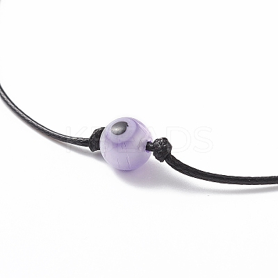 5Pcs 5 Color Lampwork Evil Eye Round Beaded Pendant Necklaces Set with Waxed Polyester Cord for Women NJEW-JN04024-1