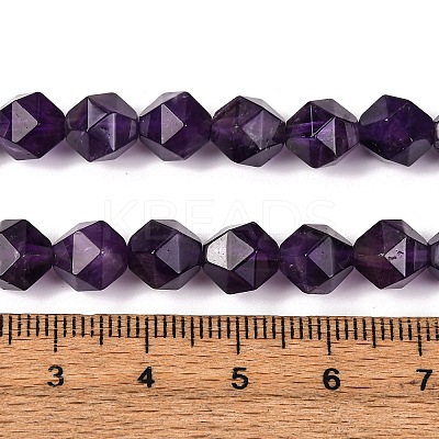 Faceted Natural Amethyst Beads Strands G-K066-09-8mm-1