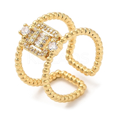 Rack Plating Brass Hollow Cuff Rings RJEW-D008-21G-1